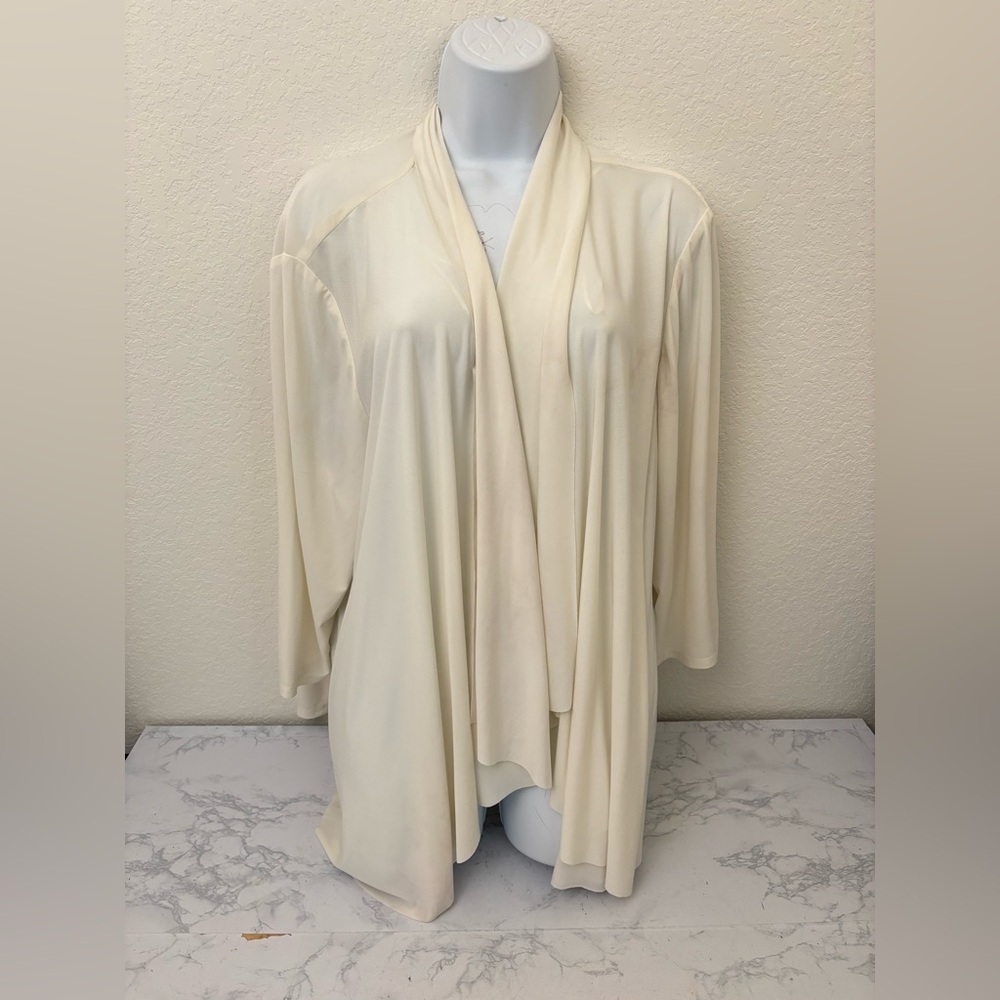 Vtg R&M Richards by Karen Kwong Sz 2x Womens Open Cardigan Cream Ivory Drape​